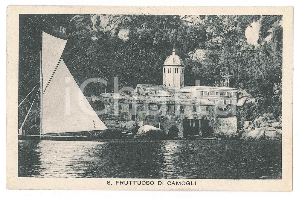 Cartolina originale da collezione 1923 CAMOGLI Barca a vela davanti all Abbazia di San Fruttuoso  Cartolina FP VG 1
