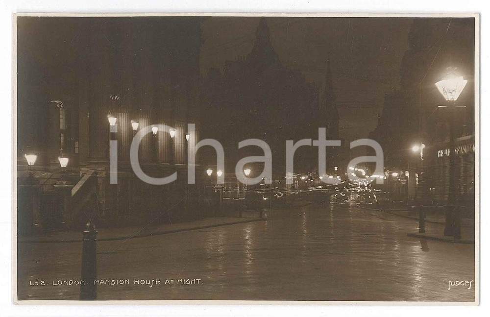 Cartolina originale da collezione 1900 ca LONDON Mansion house at night  Postcard JUDGES FP NV 1