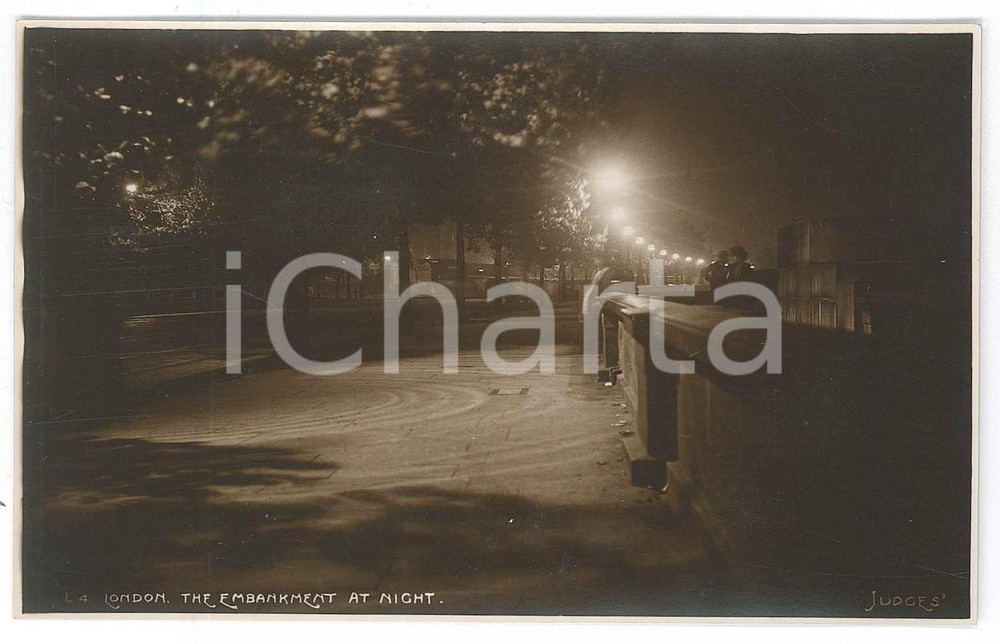 Cartolina originale da collezione 1900 ca LONDON The embankment at night  Postcard JUDGES FP NV 1