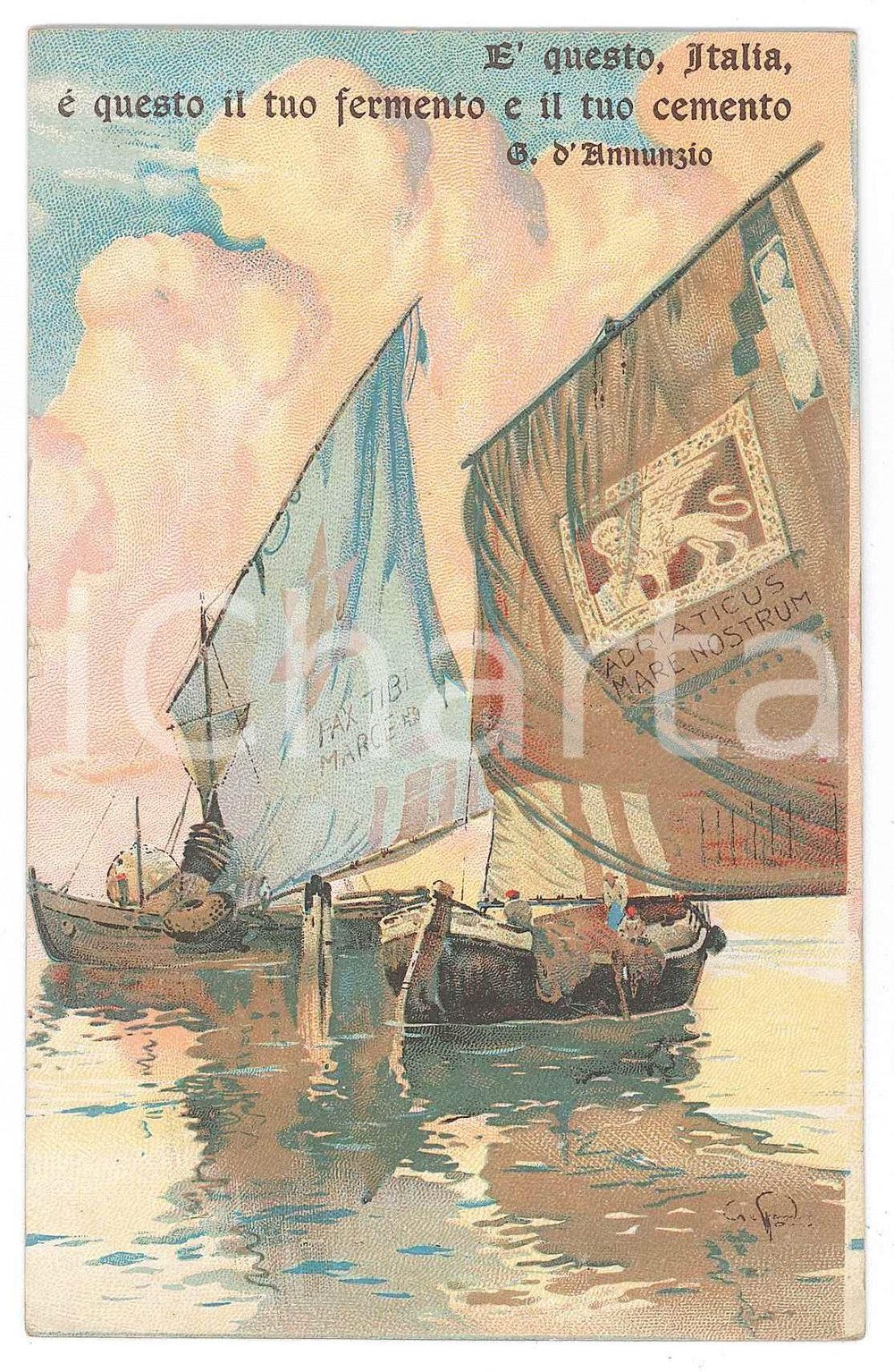 Cartolina originale da collezione 1918ca WW1 Sottoscrizione PRESTITO NAZIONALE Versi Gabriele D ANNUNZIO Cartolina 1