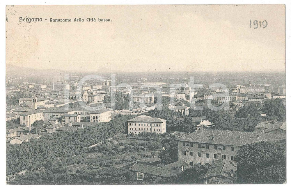 Cartolina originale da collezione 1925 ca BERGAMO Panorama della Città Bassa  Cartolina FP VG 1