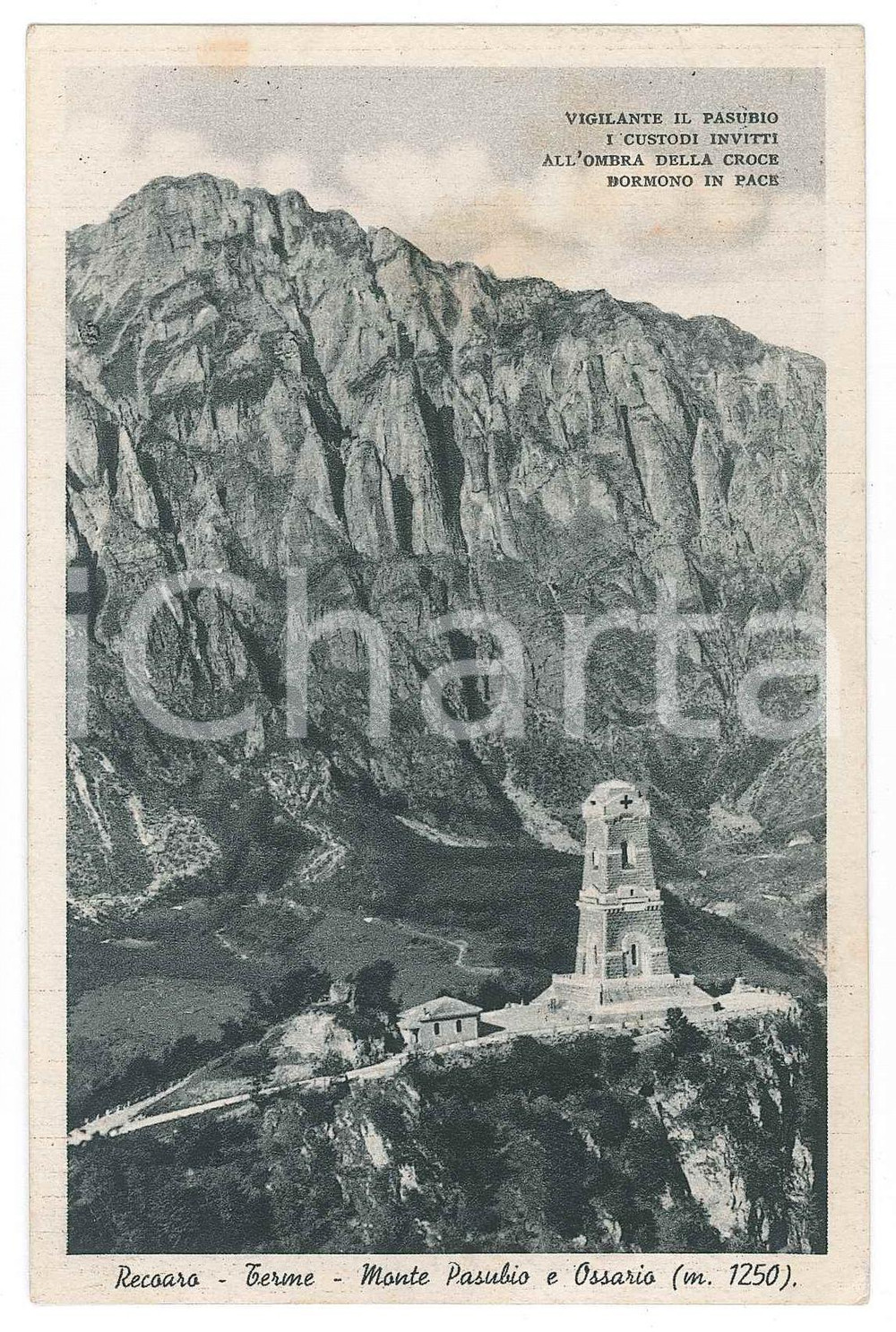 Cartolina originale da collezione 1937 RECOARO TERME Monte Pasubio e Ossario  Cartolina FP VG 1