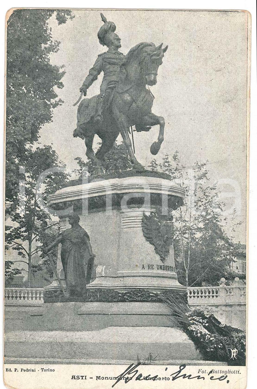 Cartolina originale da collezione 1900 ca ASTI Monumento a Re Umberto I  Cartolina FP VG 1