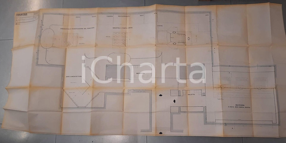 Mappa, planimetria storica 1980 58 FIERA DI MILANO  Padiglione MONTEDISON  Planimetria 195x88 cm 1