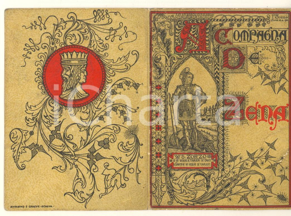 Oggetto da collezione cartaceo 1930 ca GENOVA  A COMPAGNA de Zena  Tessera non compilata 1