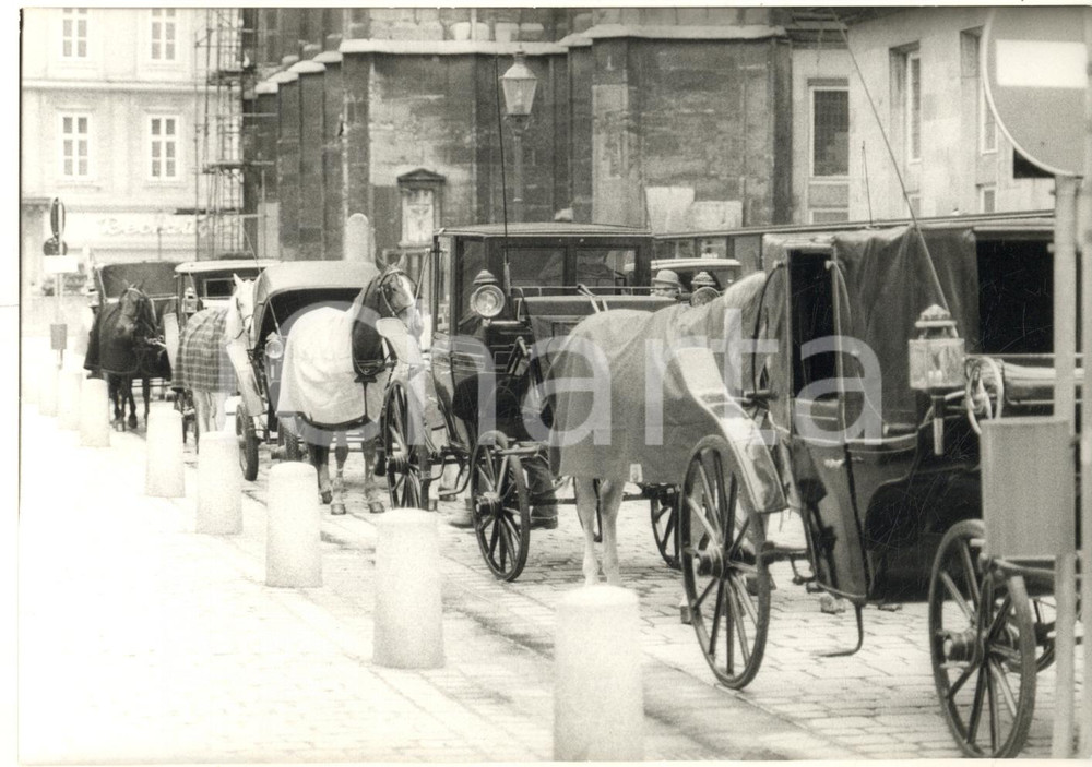 Fotografia d epoca originale 1980 ca WIEN RATHAUSPLATZ Carrozze turistiche Fiaker Foto COSTUME 1 1