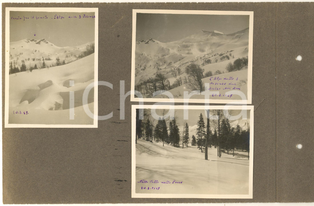 Fotografia d epoca originale 1927 APPENNINI  Alpe Tre Potenze e Valle delle Pozze innevate Lotto 3 foto 1