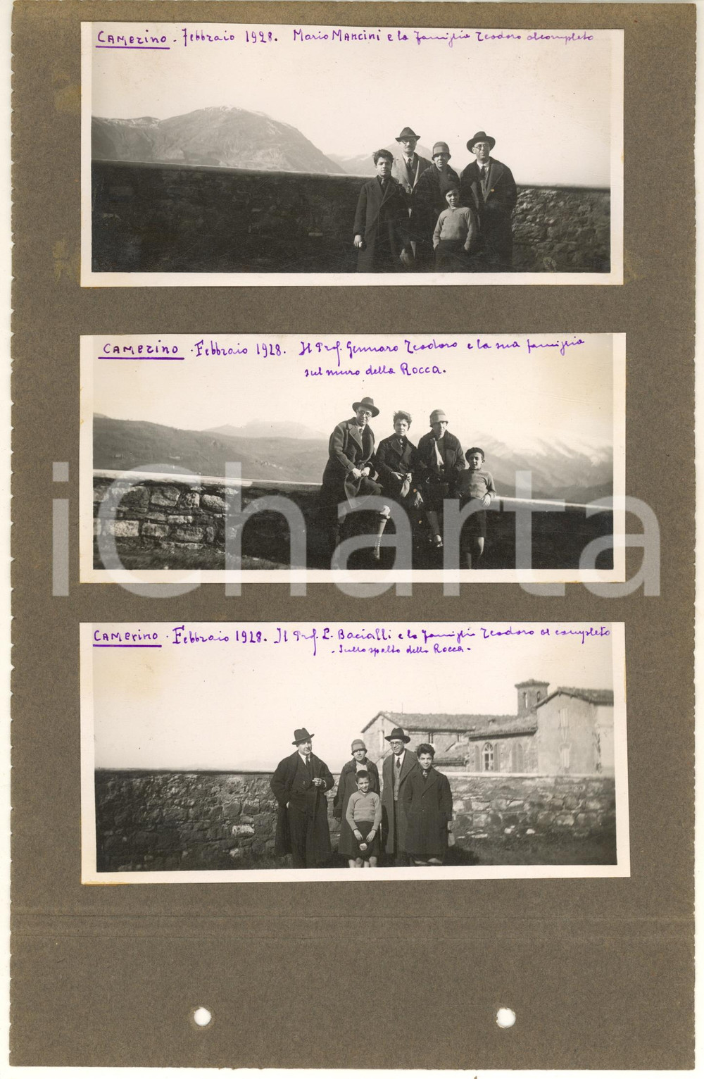 Fotografia d epoca originale 1928 CAMERINO Rocca Borgesca  M. AIAZZI MANCINI  TEODORO  BACIALLI 3 foto 1