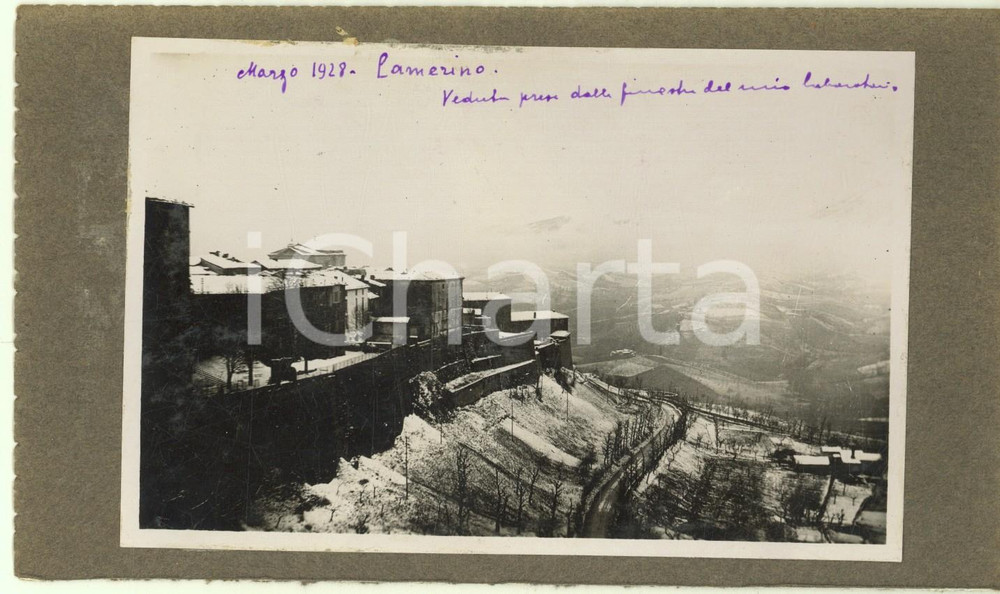 Fotografia d epoca originale Marzo 1928 CAMERINO Veduta sotto la neve  Fotografia 18x11 cm 1