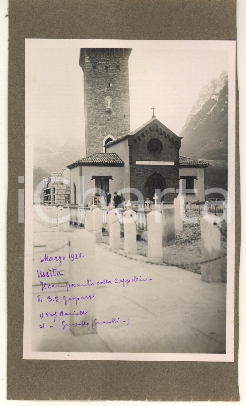 Fotografia d epoca originale 1928 USSITA MC Camposanto e cappella card. Gasparri  Luigi Bacialli  Foto 1