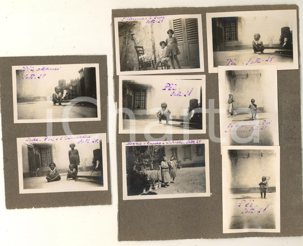 Fotografia d epoca originale 1928 CERRETO D ESI AN Ritratti di bambini in cortile Lotto 8 foto 7x5 cm 1