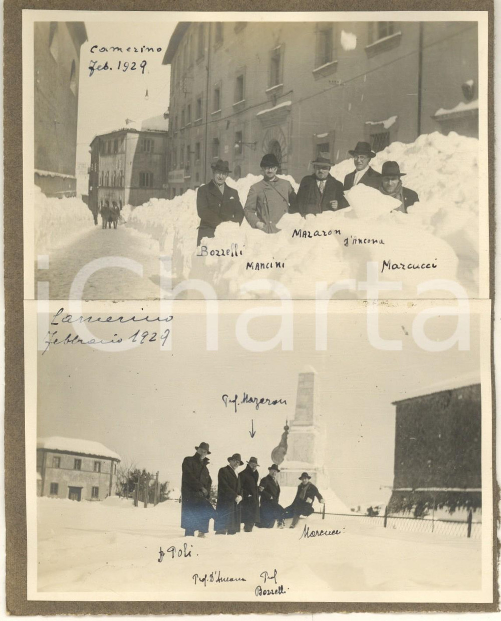 Fotografia d epoca originale Febbraio 1929 CAMERINO Docenti dell università in mezzo alla neve Lotto 2 foto 1