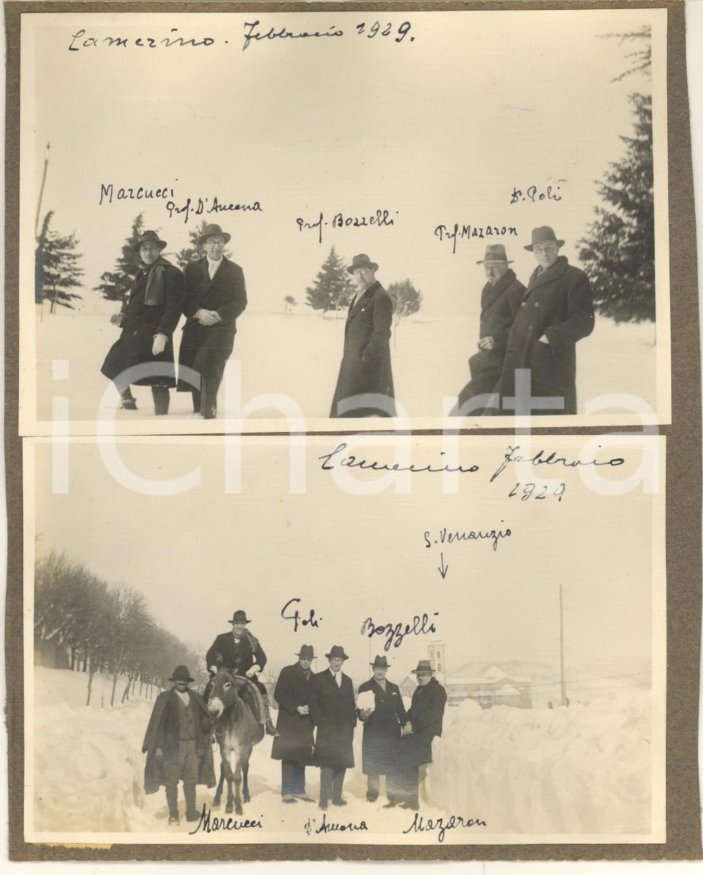 Fotografia d epoca originale Febbraio 1929 CAMERINO Docenti dell università in mezzo alla neve  Lotto 2 foto 1