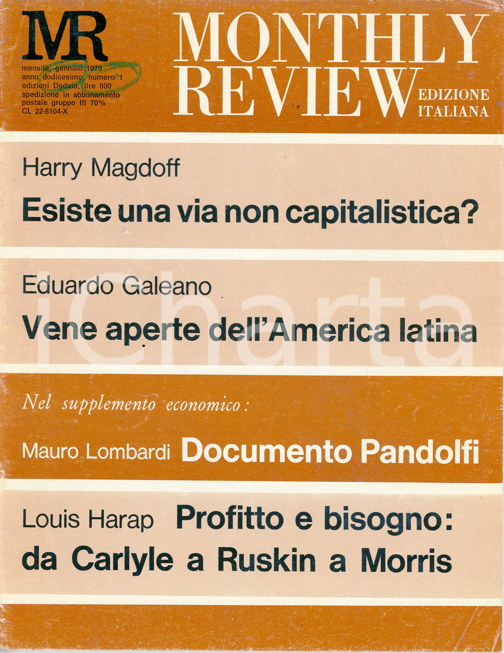 Giornale, rivista storica 1979 MONTHLY REVIEW Edizione italiana  Anno XII n. 1  Rivista Edizioni DEDALO 1