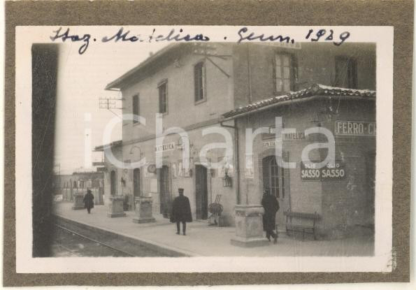 Fotografia d epoca originale 1929 MATELICA MC Stazione ferroviaria Foto animata RARA 8x5 cm OLIO SASSO 1