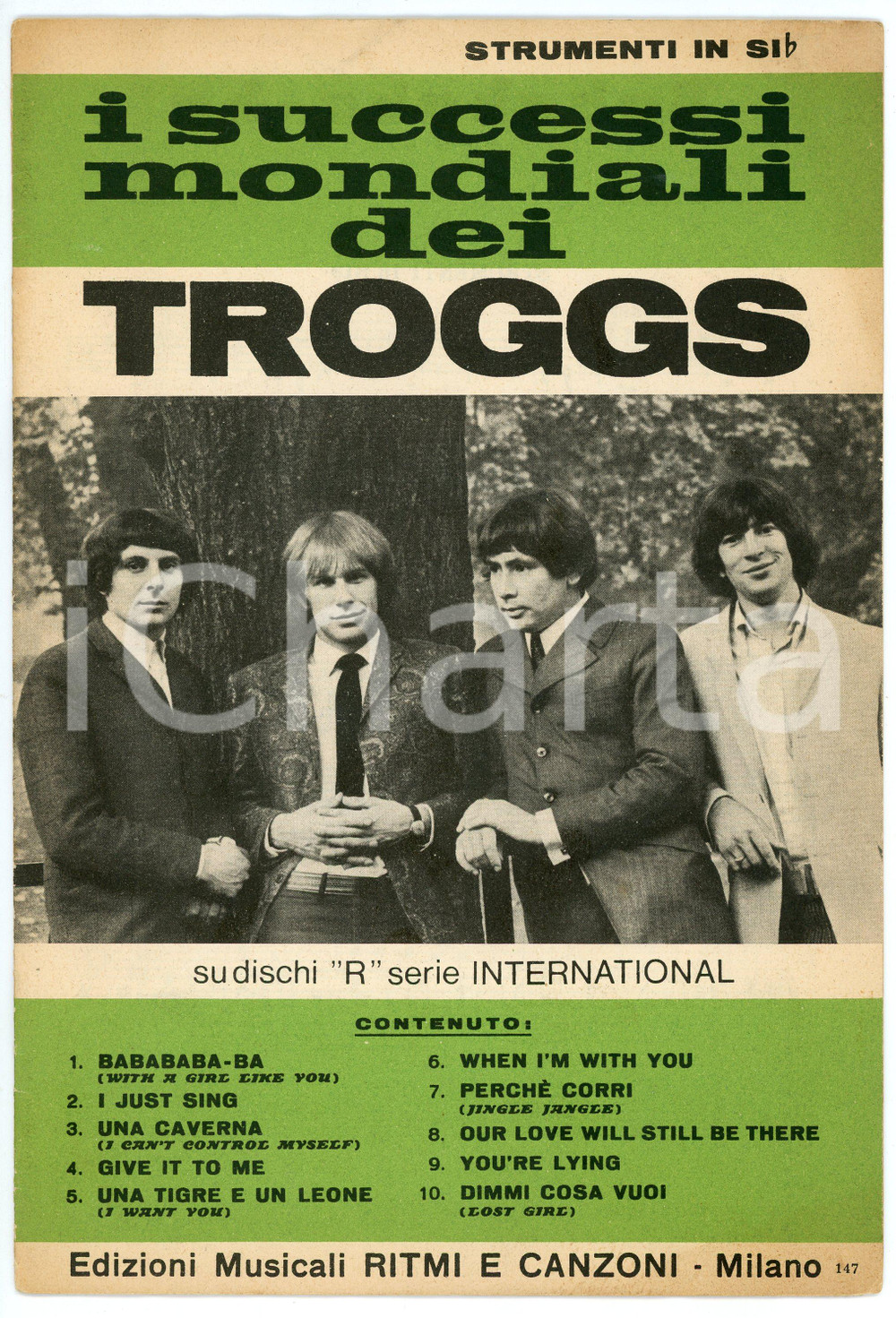 Oggetto da collezione cartaceo 1966 THE TROGGS I successi mondiali  Spartito Edizioni RITMI E CANZONI 1