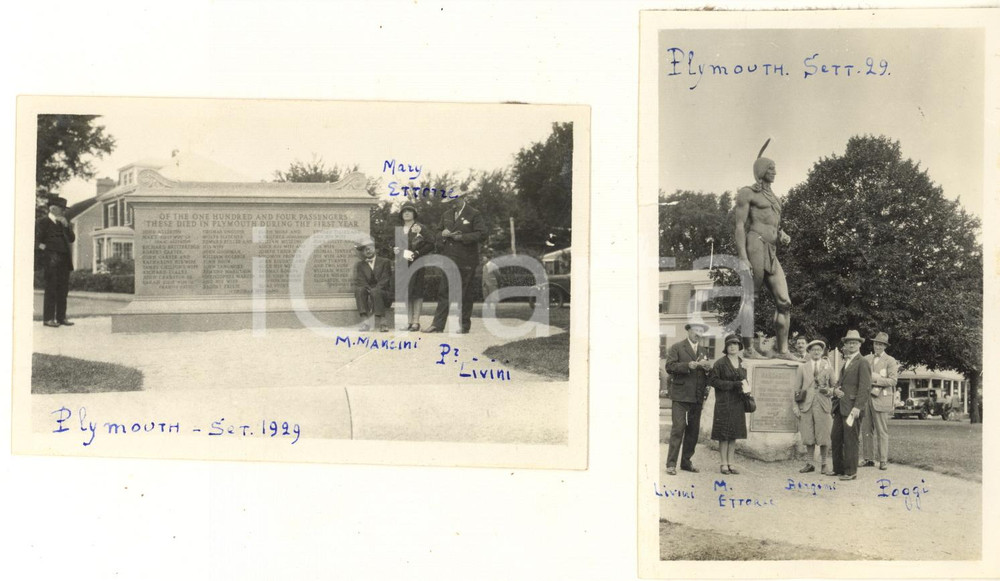 Fotografia d epoca originale 1929 PLYMOUTH USA Congressisti italiani di fisiologia in visita 2 foto 11x7 1