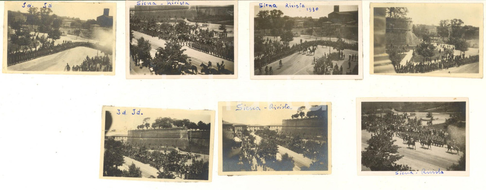 Fotografia d epoca originale 1930 SIENA  Fortezza Medicea  Grande rivista militare Lotto 7 foto 7x4,5 cm 1