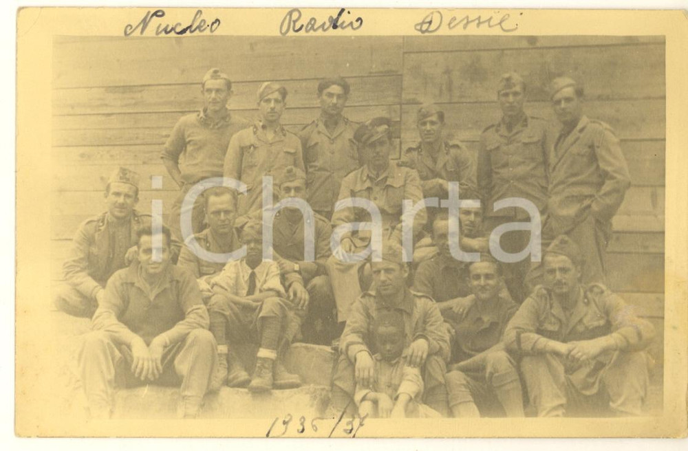 Fotografia d epoca originale 1937 A.O.I. DESSIE  ETIOPIA Ufficiali del Nucleo Radio  Foto 14x9 cm 1