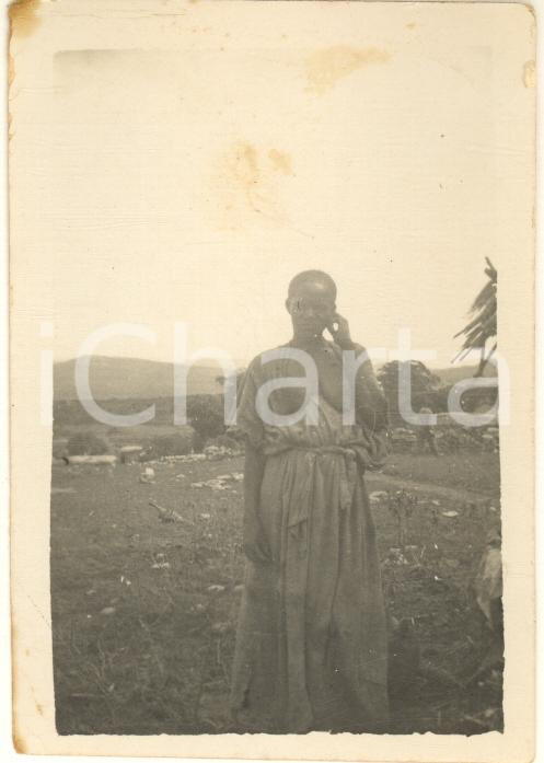 Fotografia d epoca originale 1935 ca AOI KOREM ETIOPIA Donna indigena  Ritratto Foto 6x9 cm 1
