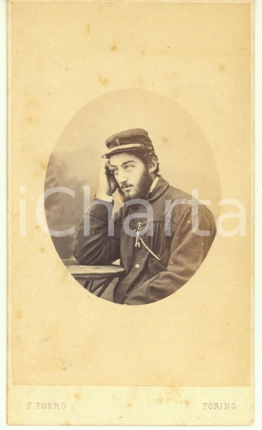 Fotografia d epoca originale 1866 RISORGIMENTO Conte Carlo DELL ISOLA MOLO garibaldino  Foto F. PORRO CDV 1