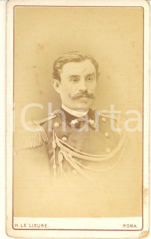 Fotografia d epoca originale 1870 ca ROMA REGIO ESERCITO Ritratto di alto ufficiale  Foto H. LE LIEURE CDV 1