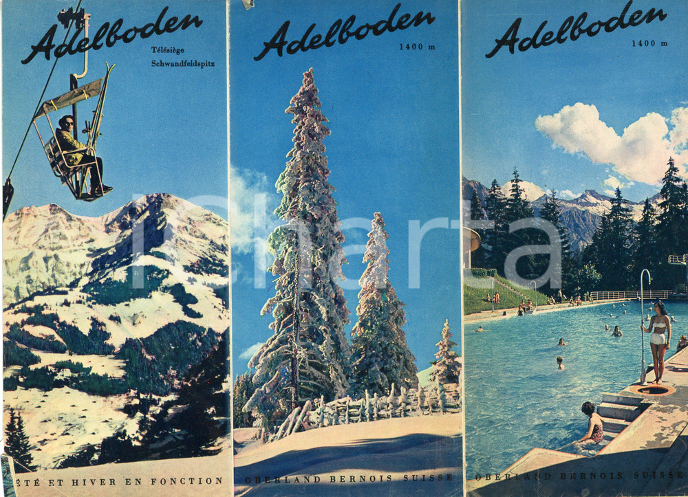 Materiale pubblicitario d’epoca 1950 ca ADELBODEN Oberland bernois SUISSE Brochure illustrata 10x21 cm 1