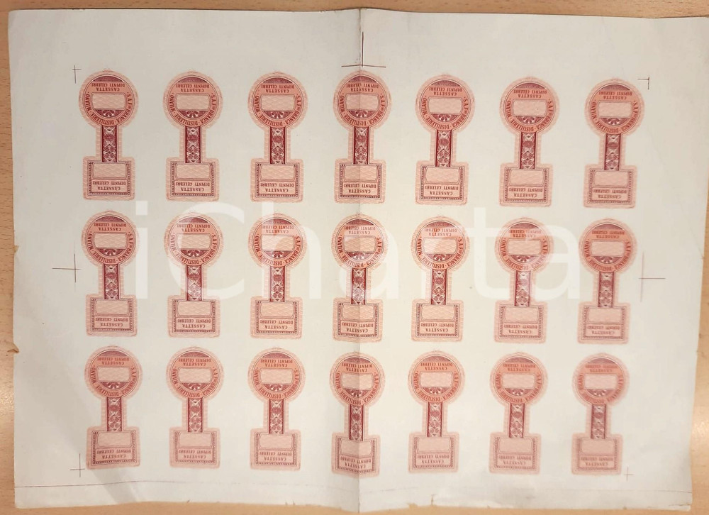 Materiale pubblicitario d’epoca 1910 ca MILANO BRANCA Distillerie  Cassetta Dipinti Celebri Foglio etichette 1