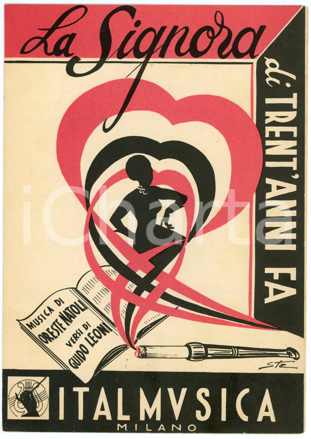 Oggetto da collezione cartaceo 1951 Oreste NATOLI Guido LEONI La signora di trent anni fa  Spartito ITALMUSICA 1