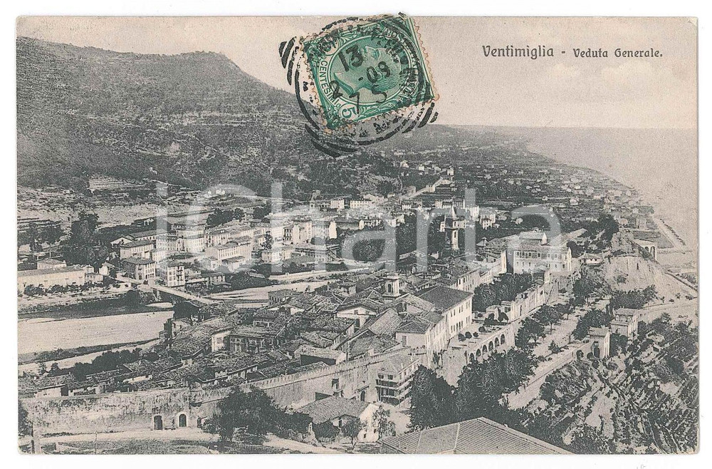 Cartolina originale da collezione 1909 VENTIMIGLIA IM Panorama della città  Cartolina FP VG 1