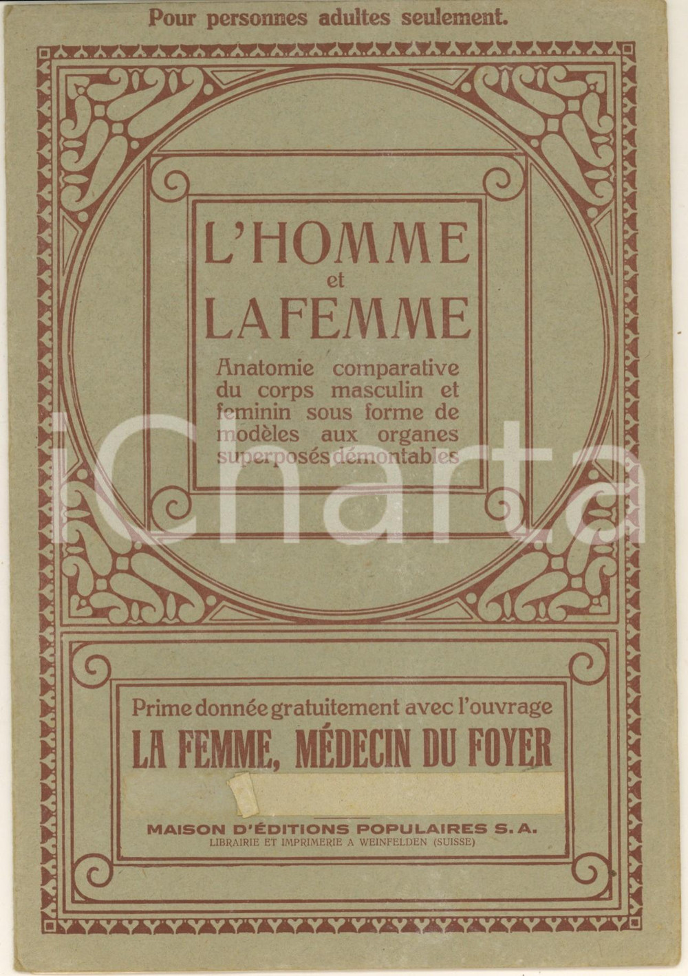 Libro, pubblicazione d epoca 1910 ca L homme et la femme  Anatomie comparative  Modèles démontables 1