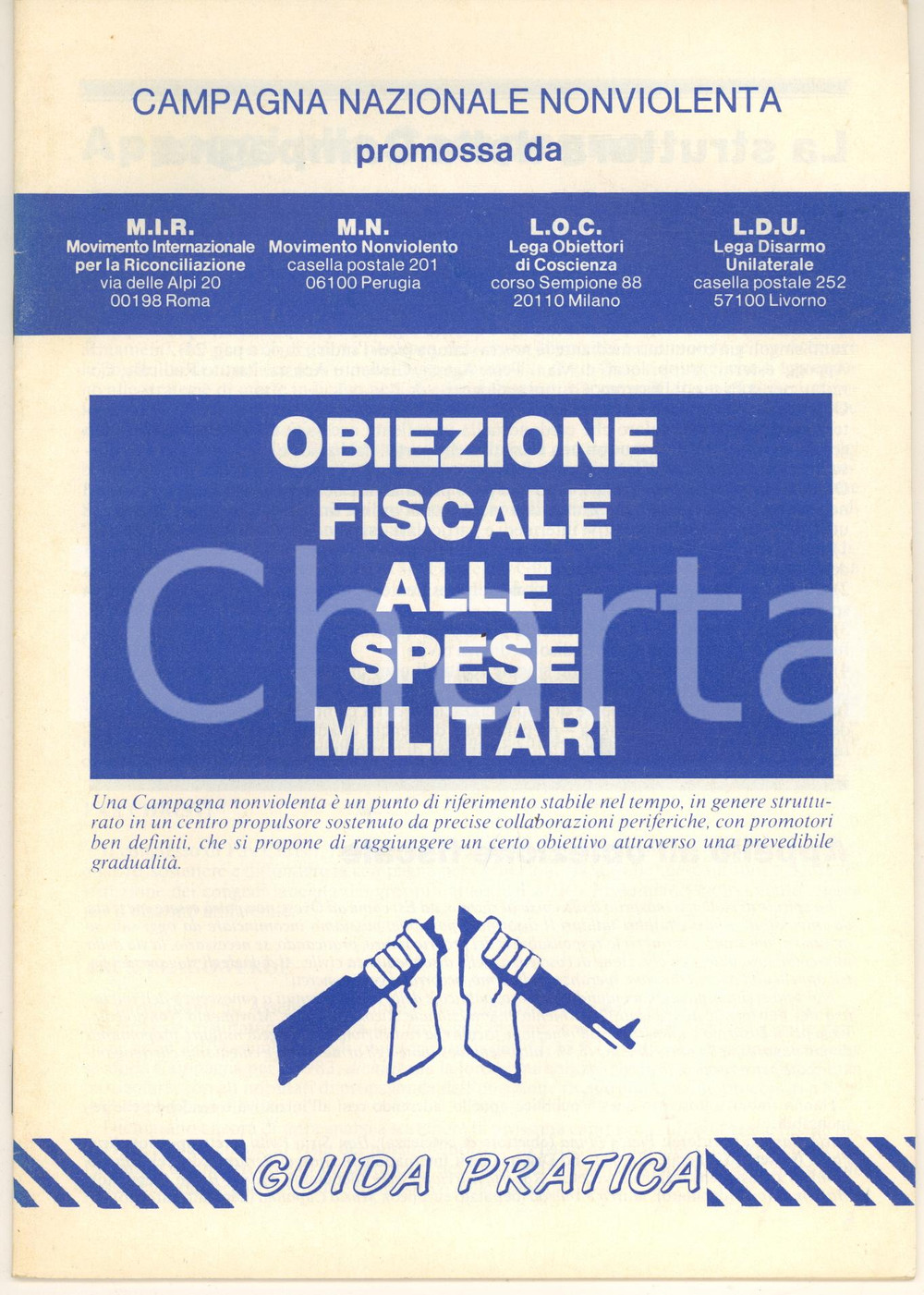 Libro, pubblicazione d epoca 1980 Campagna Nazionale Nonviolenta  Obiezione fiscale spese militari Guida 1
