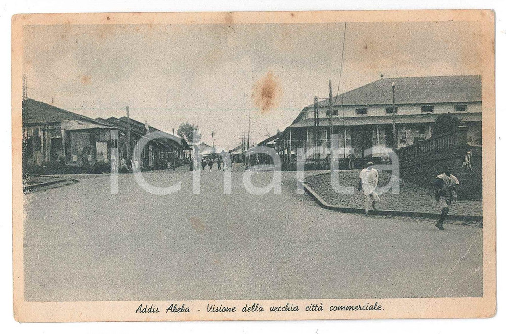Cartolina originale da collezione 1935 ca ADDIS ABEBA ETIOPIA Vecchia città commerciale  Cartolina FP NV 1