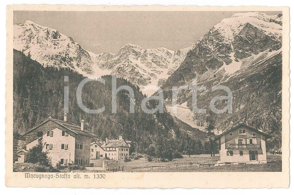 Cartolina originale da collezione 1925 ca MACUGNAGA Panorama della frazione STAFFA Cartolina FP NV 1