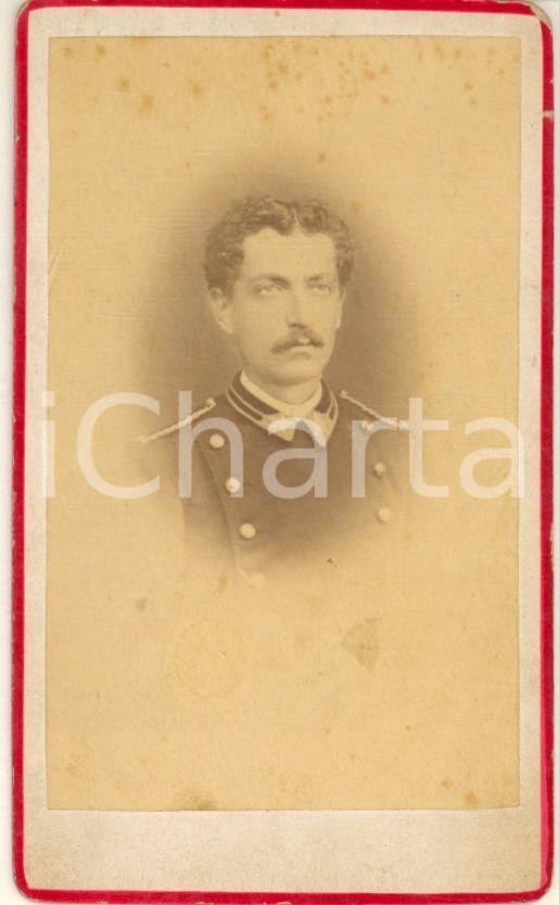Fotografia d epoca originale 1883 CASTELFRANCO VENETO Tenente Angelo Freguglia  Ritratto con dedica Foto CDV 1