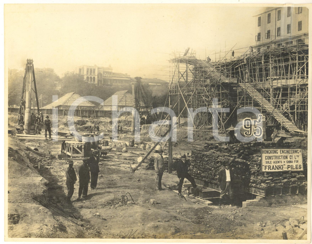 Fotografia d epoca originale 1924 HONG KONG  Fondations of the PENINSULA Hotel RARE ANIMATED Photo 1