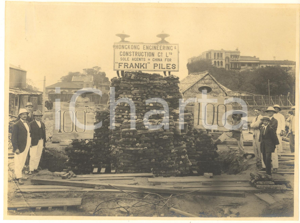 Fotografia d epoca originale 1924 HONG KONG  Fondations of the PENINSULA Hotel  RARE ANIMATED Photo 1