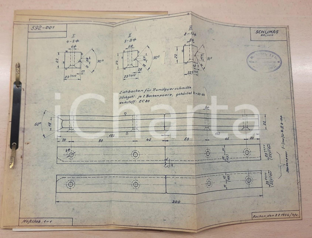Materiale pubblicitario d’epoca 19491959 AACHEN D Trafilatrici SCHUMAG  Fascicolo con 21 tavole tecniche 1