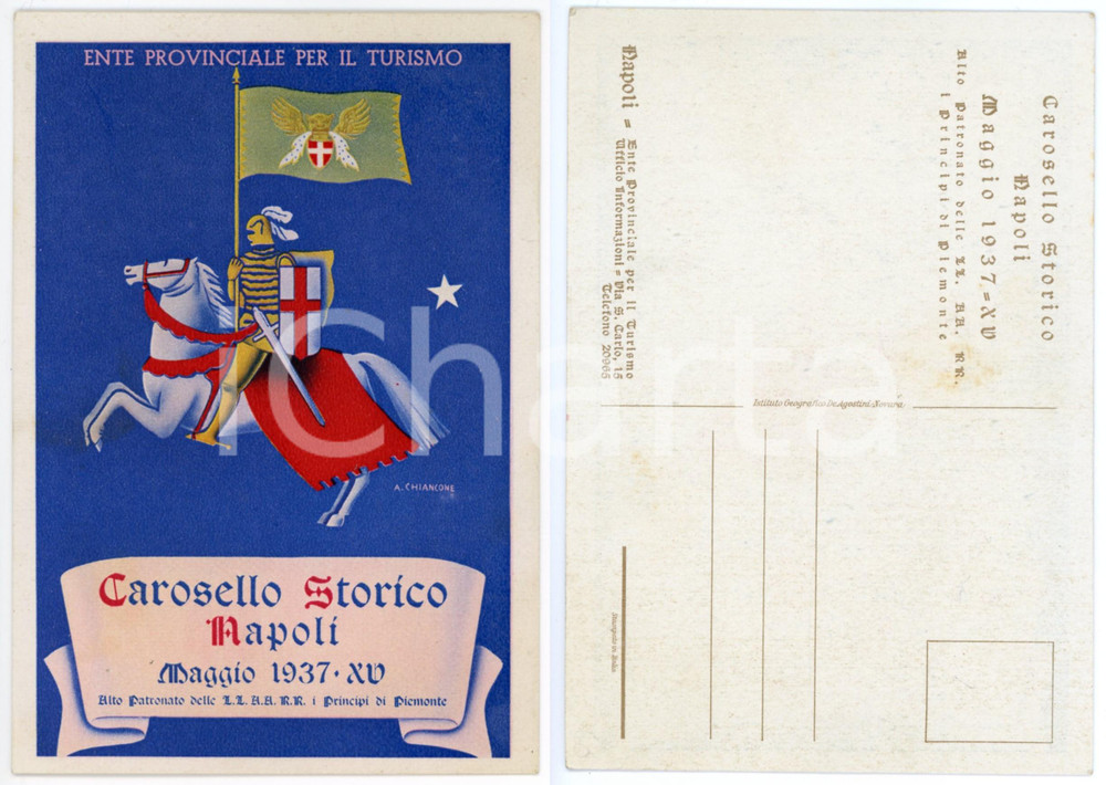 Cartolina originale da collezione Maggio 1937 NAPOLI Carosello storico  Cartolina 10x15 cm ill. CHIANCONE 1