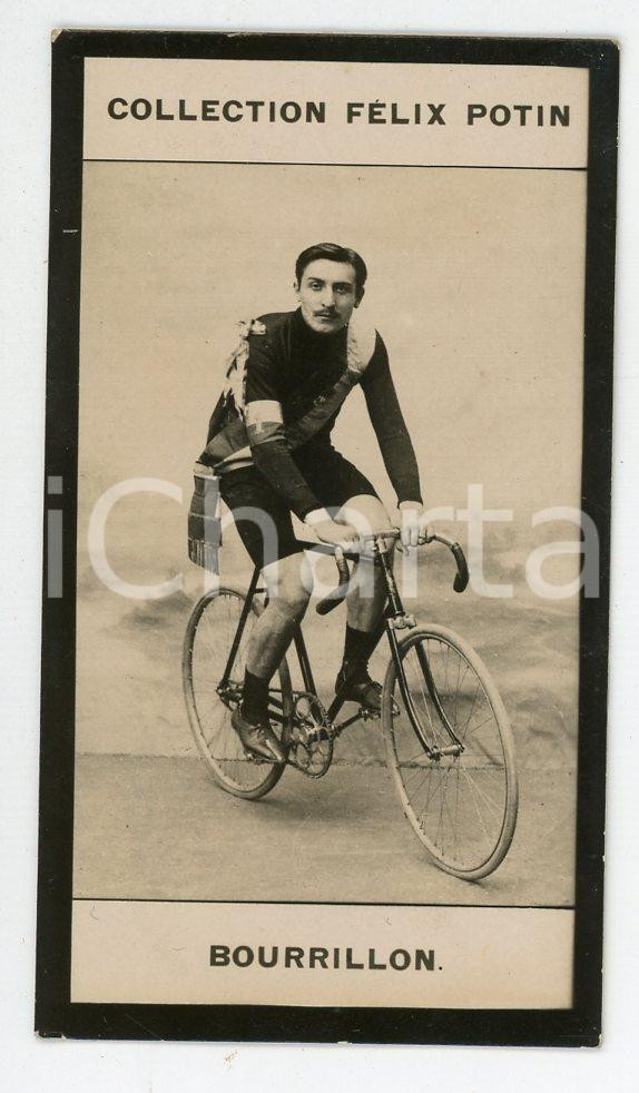 Oggetto da collezione cartaceo 1900 CYCLISME Paul BOURRILLON Collection Felix Potin Celebrities  Card 4x7 cm 1