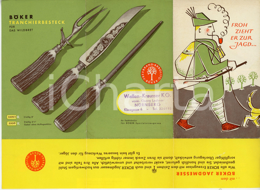 Oggetto da collezione cartaceo 1960 BOKER ARBOLITO Jagdmesser  Pieghevole coltelli da caccia ILLUSTRATO 1