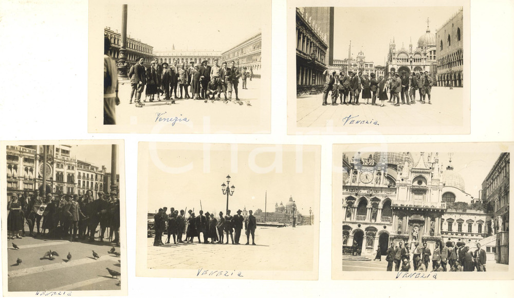Fotografia d epoca originale 1925 ca VENEZIA Gruppo di escursionisti in San Marco  Lotto 5 foto 12x9 cm 1