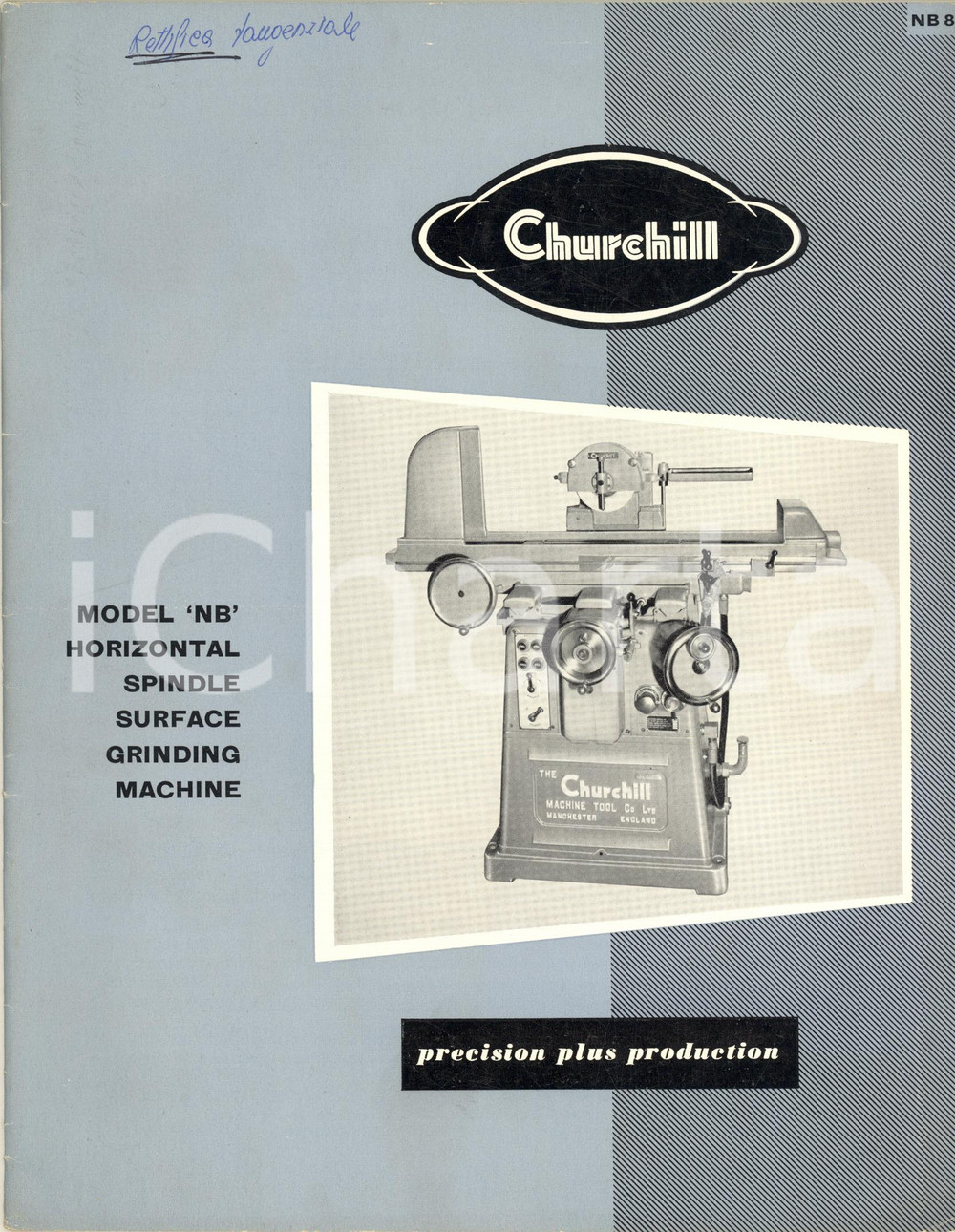 Materiale pubblicitario d’epoca 1964 MANCHESTER The CHURCHILL grinding machine  Model NB 27 pp. 1