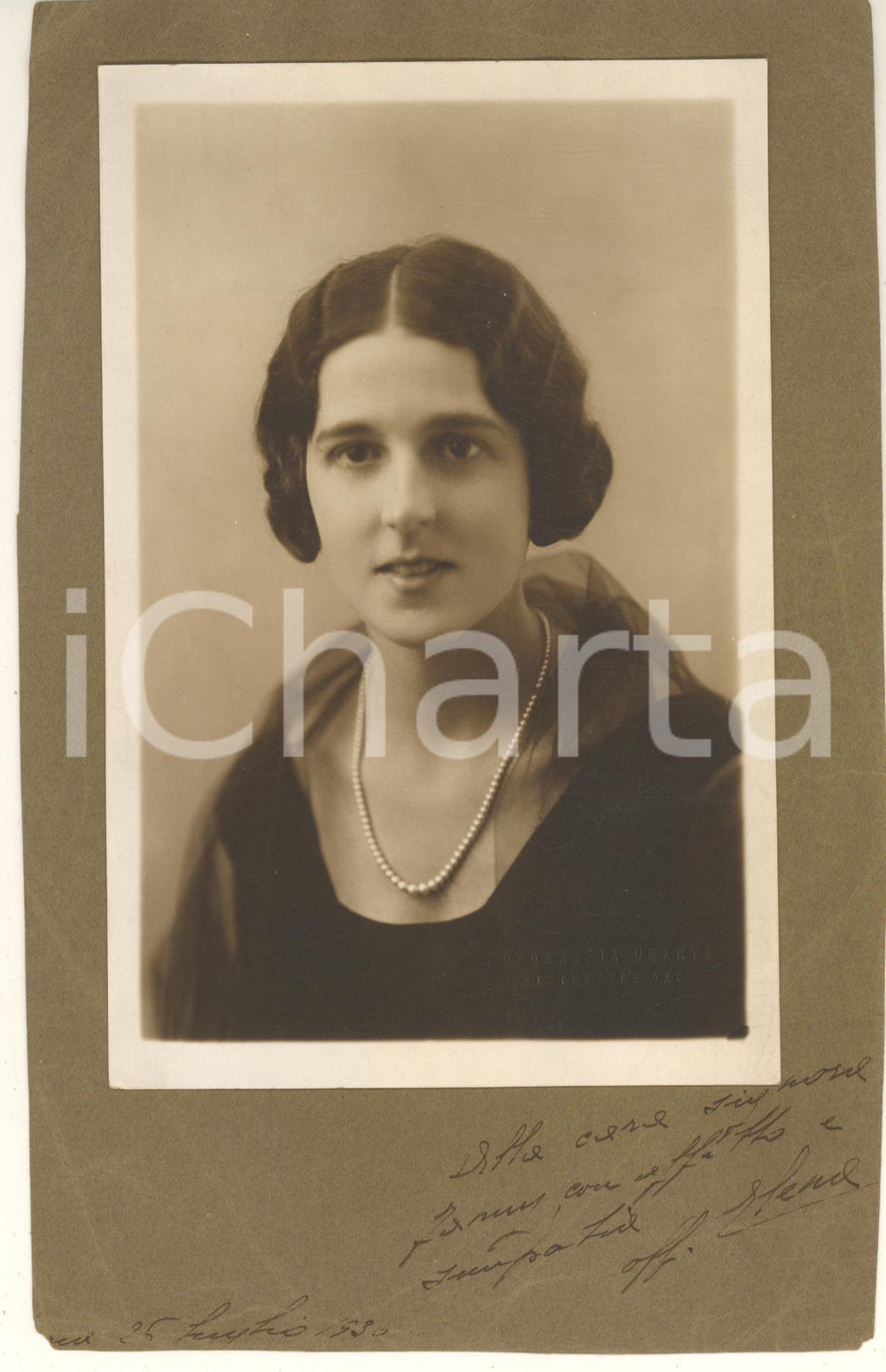 Fotografia d epoca originale 1930 LIMA PERU  Ritratto di Elena ISNARDI Fotografia UGARTE con dedica 1