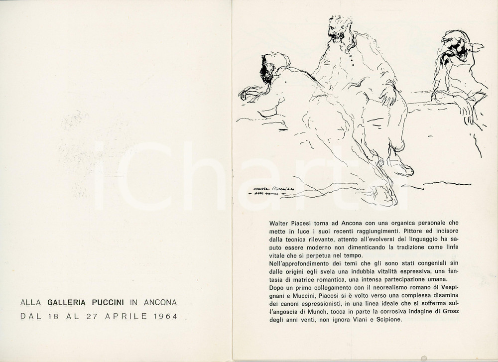 Oggetto da collezione cartaceo 1964 ANCONA Galleria Puccini  Mostra Walter PIACESI Catalogo 8 pagg. 1