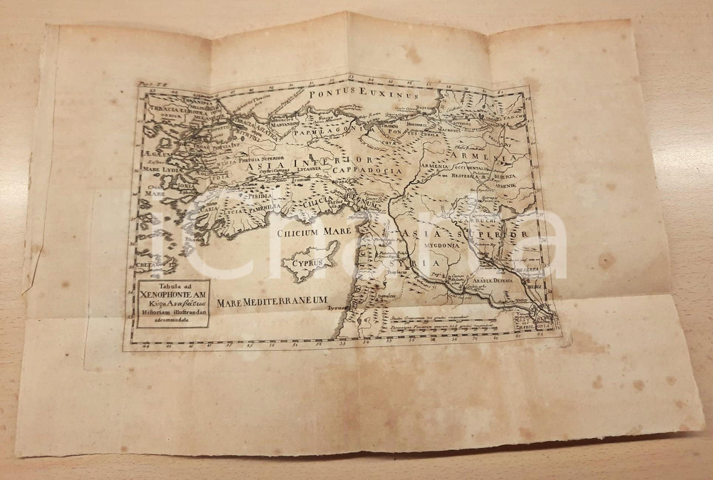 Stampa, bozzetto originale 1730 ca Tabula ad Xenophonteam Κύρος Αναβάσεως Historiam Tavola 41x27 cm 1