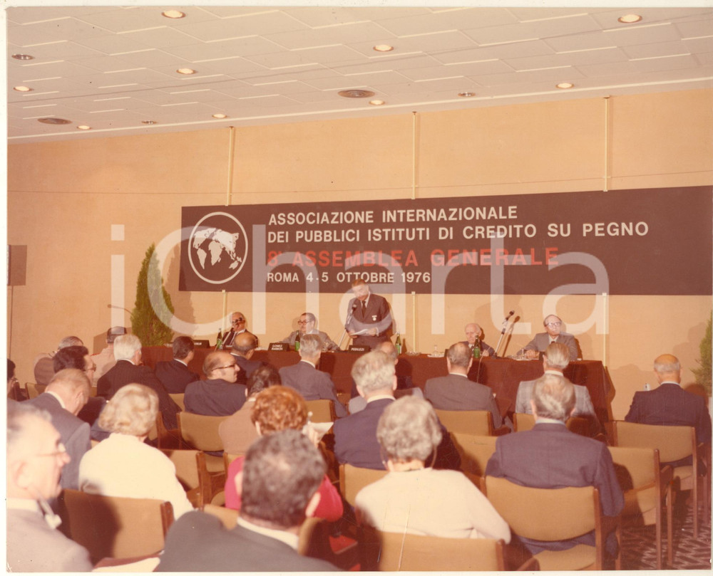 Fotografia d epoca originale 1976 ROMA Assemblea Istituti Credito su Pegno  Discorso Vitaliano PEDUZZI Foto 1