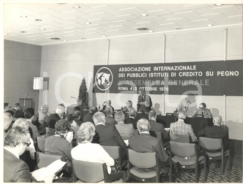 Fotografia d epoca originale 1976 ROMA Assemblea Istituti Credito su Pegno  Discorso Vitaliano PEDUZZI Foto 1