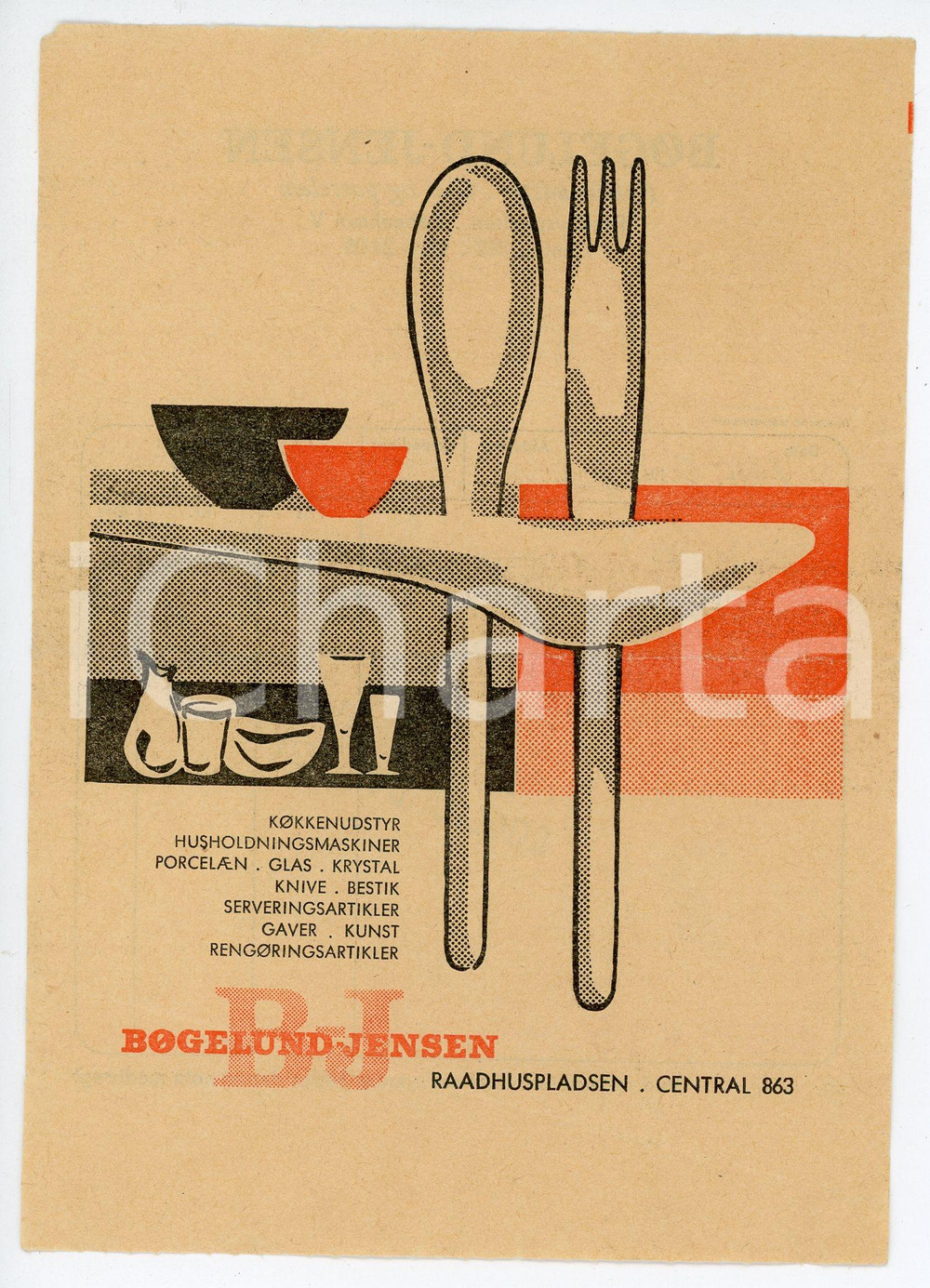 Documento originale, autentico 1961 COPENHAGEN Raadhuspladsen Central 863 BOGELUNG JENSEN Ricevuta di acquisto 1