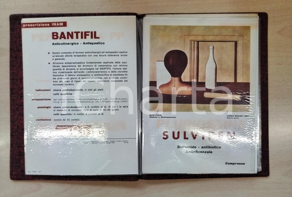 Libro, pubblicazione d epoca 1963 MILANO Medicinali CF Album e 16 schede Serie d arte Moderni e contemporanei 1